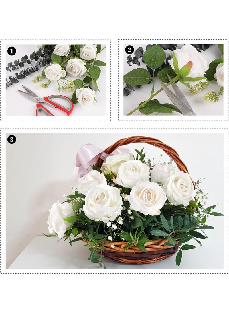 DUNISO 15pcs White Rose Artificial Flowers,Artificial Silk Rose,  Fake Roses Bouquet, Long Stem Roses for Home, Party Decoration, Wedding and Table Centerpiece - Image 3